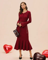 Wine Red Mermaid Sweater Dresses