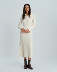 Apricot Collar Bell Sleeve Midi Dress