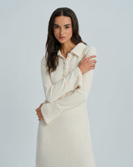 Apricot Collar Bell Sleeve Midi Dress
