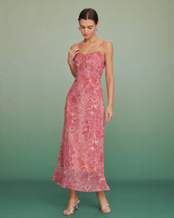 Pink Polka Dot Slip Maxi Dress