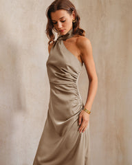 Apricot One shoulder A-Line Maxi Dress