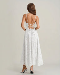 White X Cross Jacquard Slip Maxi Dress