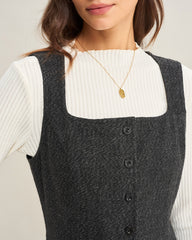 Grey Tweed Sleeveless Midi Dress