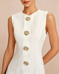 White Button Tunic Mini Dress